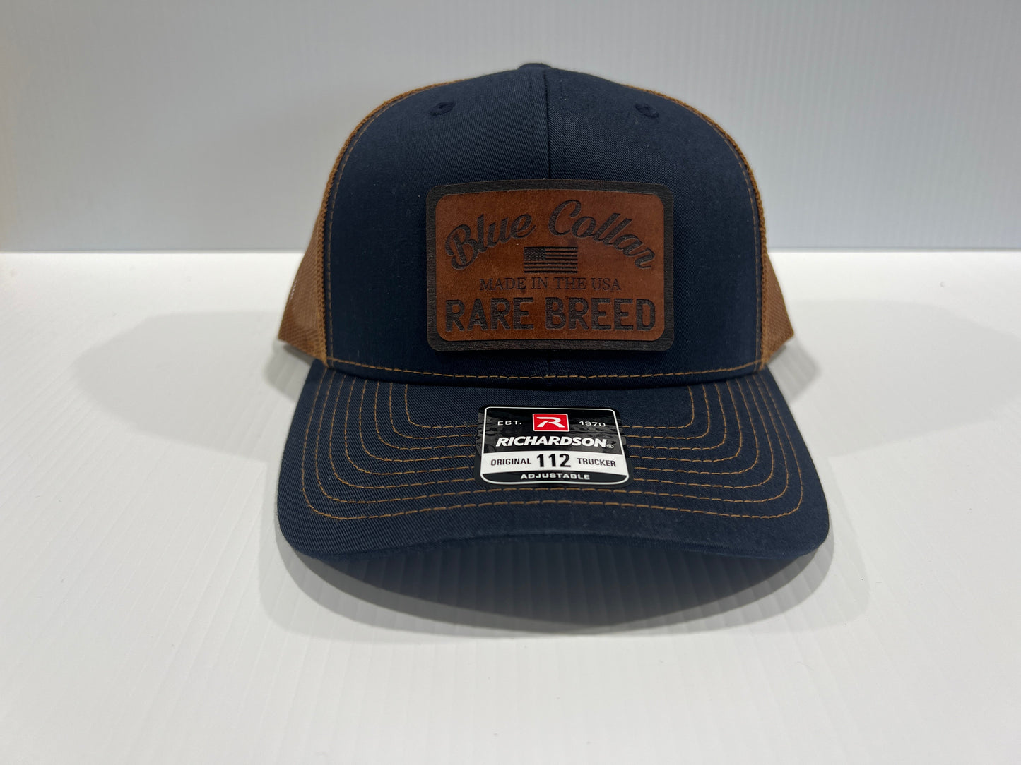 Blue Collar Rare Breed Custom Patch Hat Patch Leather or Leatherette both Laser Engraved
