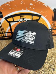 Faith Family Freedom Hat with a Premium Leatherette Patch! Richardson 112 Trucker Hat Baseball Cap Summer Winter