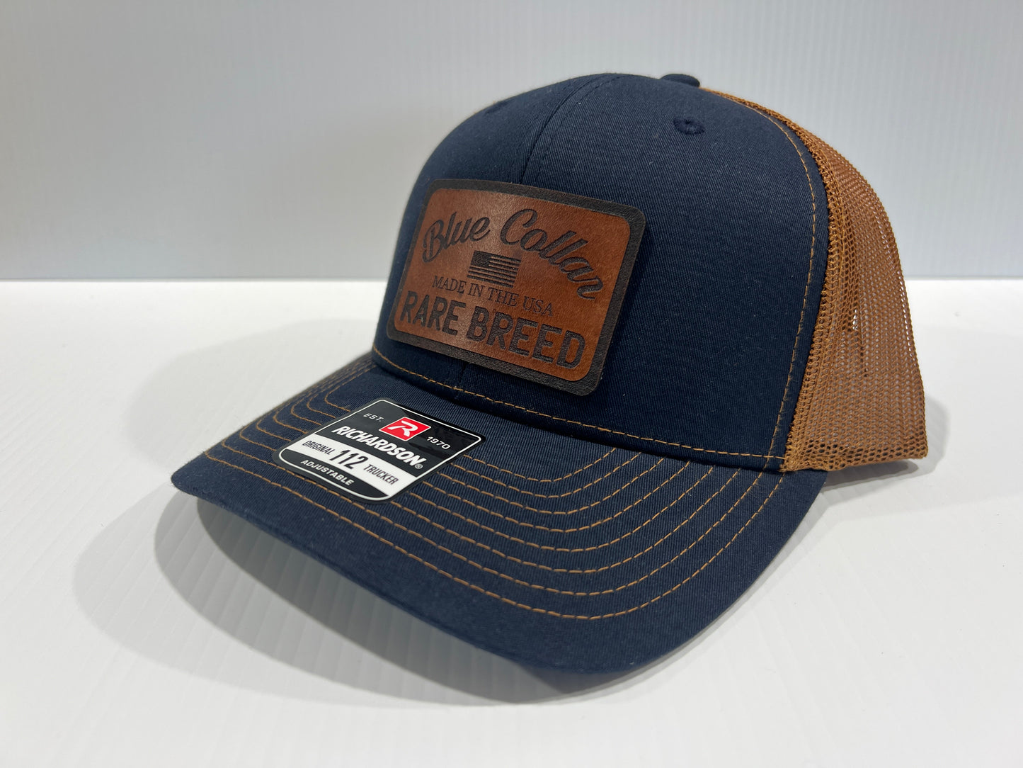 Blue Collar Rare Breed Custom Patch Hat Patch Leather or Leatherette both Laser Engraved
