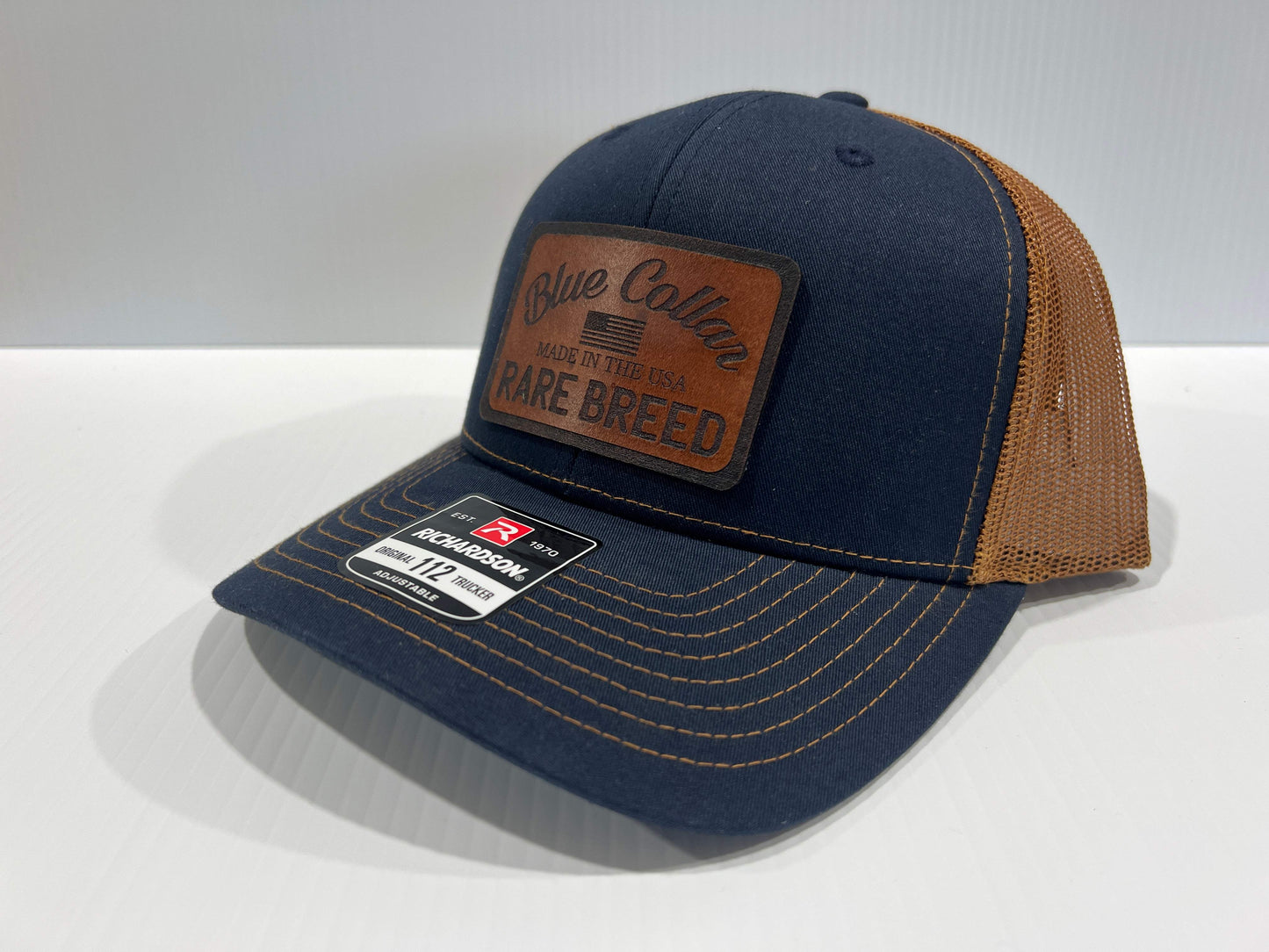 Blue Collar Rare Breed Hat with Custom Patch on Richardson 112 Trucker Snapback Trucker Hat