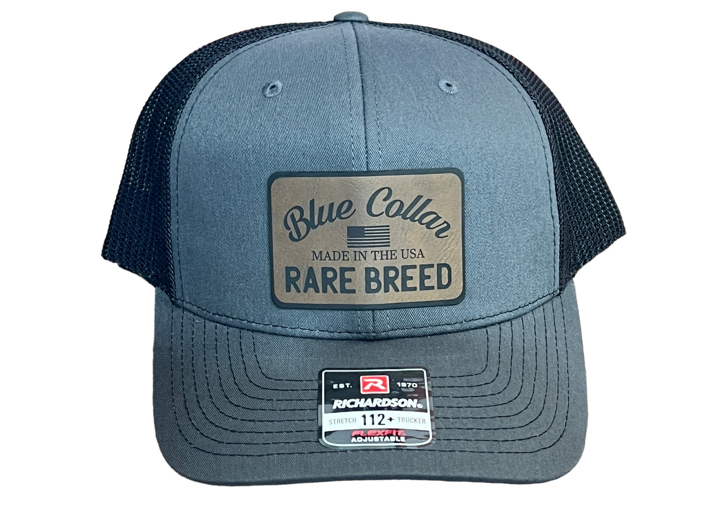Blue Collar Rare Breed Hat with Custom Patch on Richardson 112 Trucker Snapback Trucker Hat