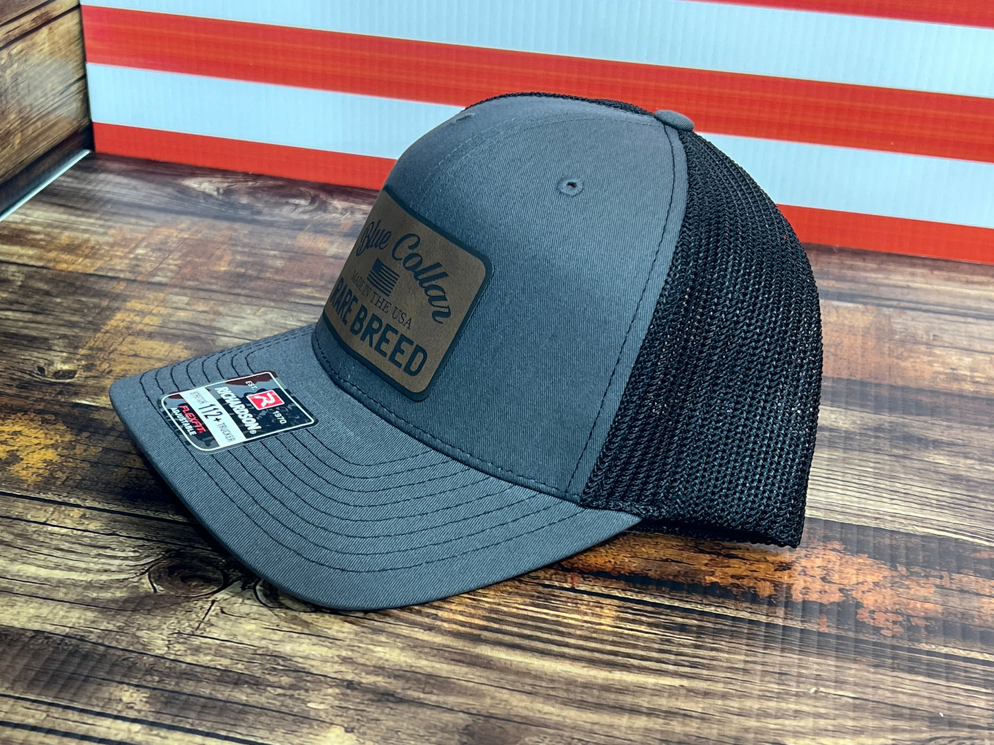 Blue Collar Rare Breed Hat with Custom Patch on Richardson 112 Trucker Snapback Trucker Hat