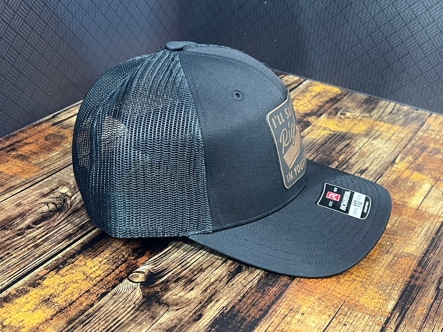 Cornhole Funny Patch on a Richardson 112 Trucker Hat Baseball Cap Summer Winter