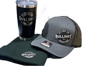 Hat + Beanie + 20 oz Tumbler Bundle - Keep The BS to a minimum Patch on a Richardson 112 Trucker Hat