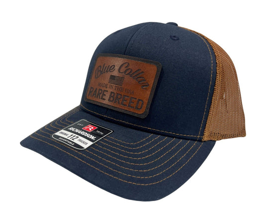 Blue Collar Rare Breed Custom Patch Hat Patch Leather or Leatherette both Laser Engraved