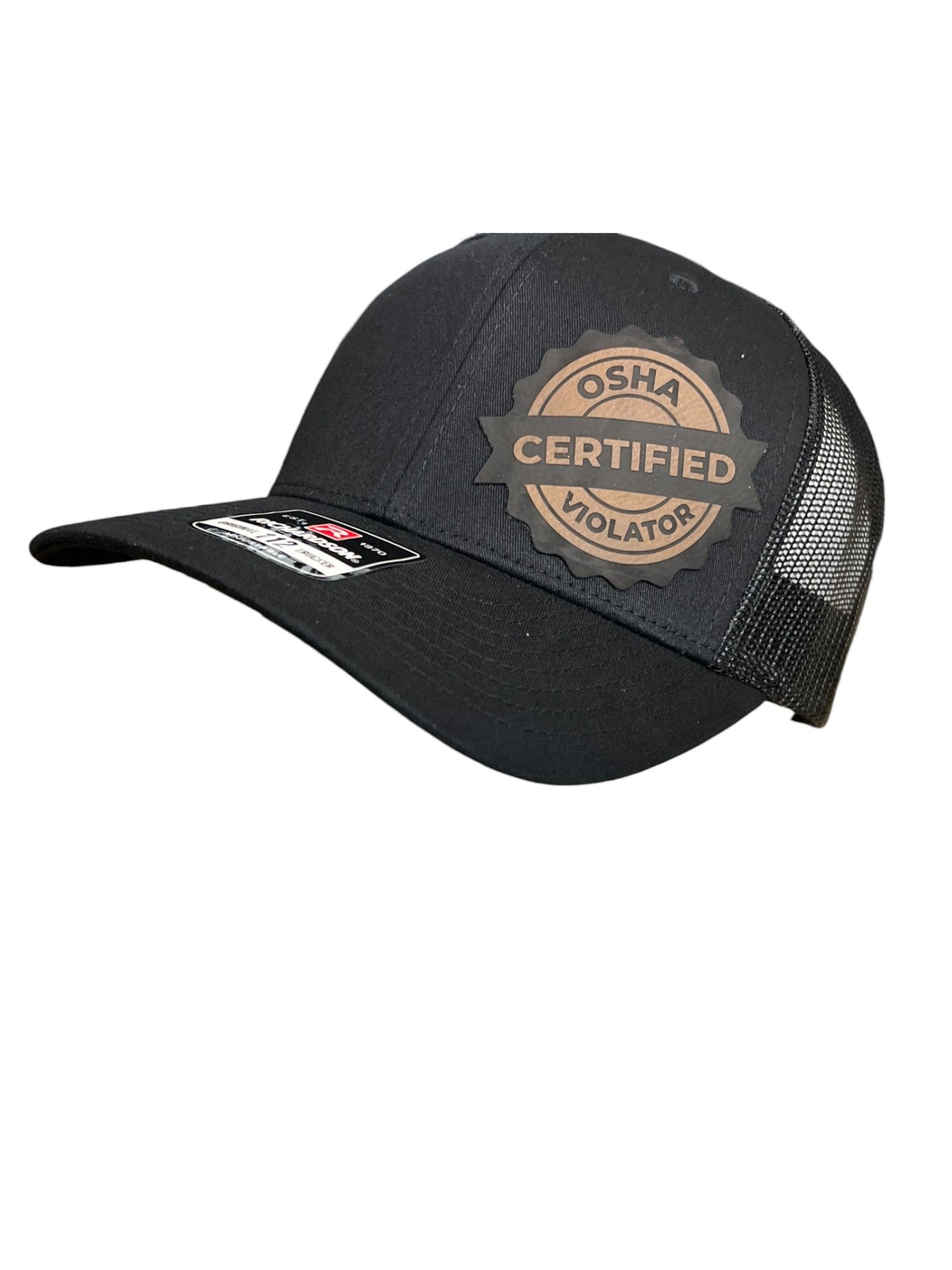 Certified OSHA Violator Hat Leatherette Patch on Richardson 112 Trucker PatchHat