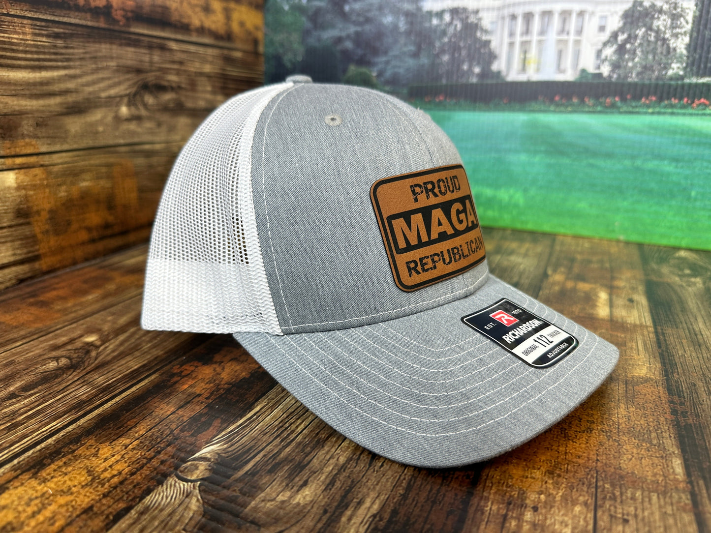 Proud MAGA Republican 2024 Trucker Hat Premium Leatherette Patch on Richardson 112 Trucker Hat Funny Hat GenX Hat Adult Hat Best Selling Hat