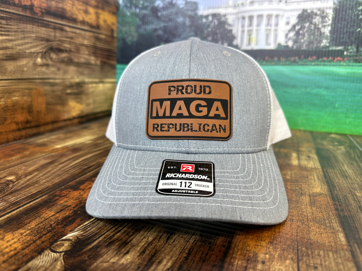 Proud MAGA Republican 2024 Trucker Hat Premium Leatherette Patch on Richardson 112 Trucker Hat Funny Hat GenX Hat Adult Hat Best Selling Hat