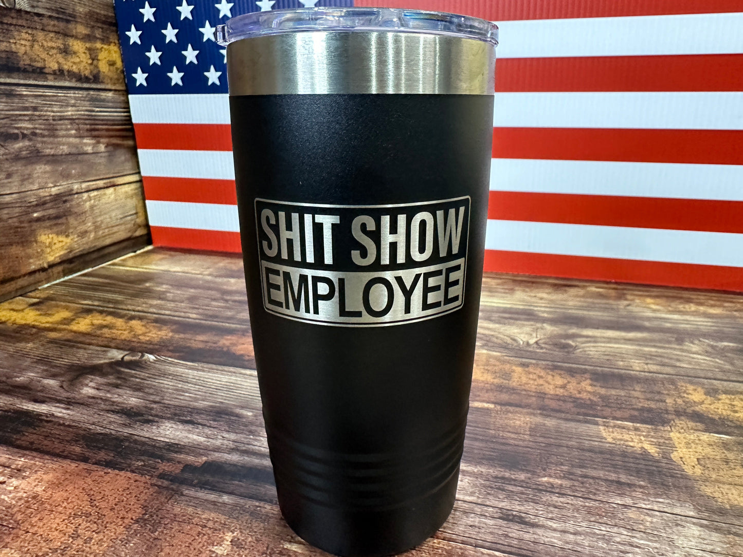 Shit Show Employee Engraved on a Black 20 oz Polar Camel Tumbler Drinkware Flasks Insulation Portable