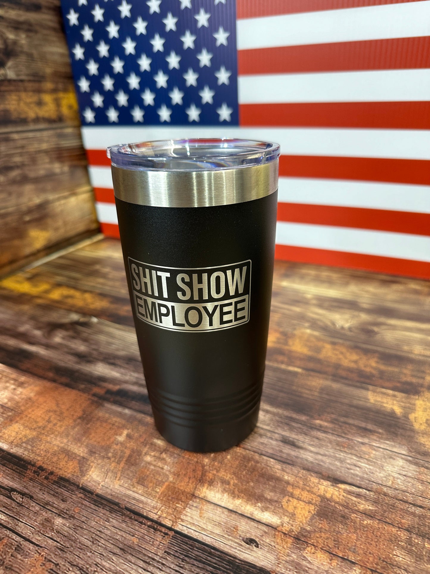 Shit Show Employee Engraved on a Black 20 oz Polar Camel Tumbler Drinkware Flasks Insulation Portable