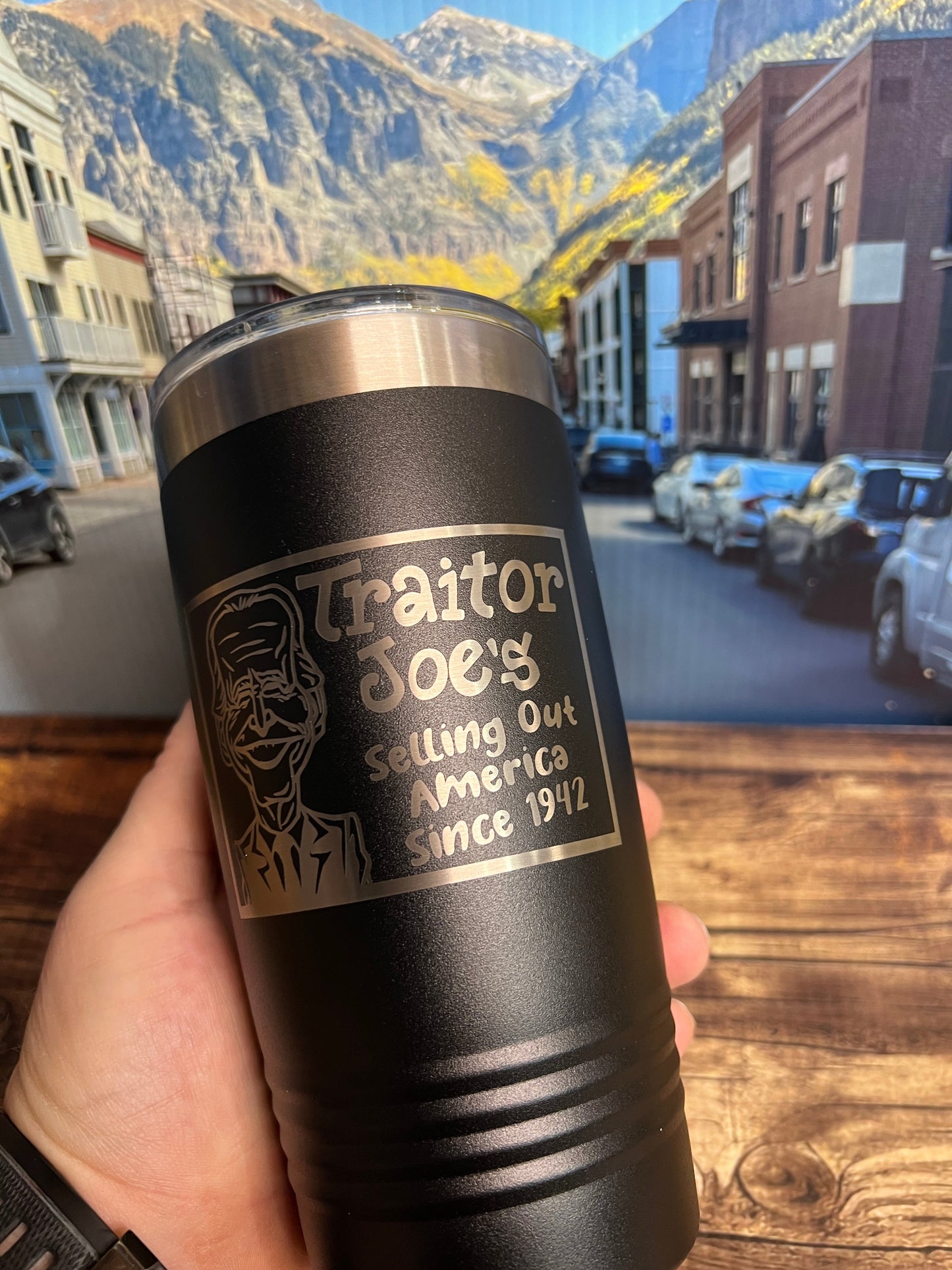 Traitor Joe's 20 oz Tumbler,  Polar Camel Stainless Steel Tumbler with Slider Lid and Custom Engraving.