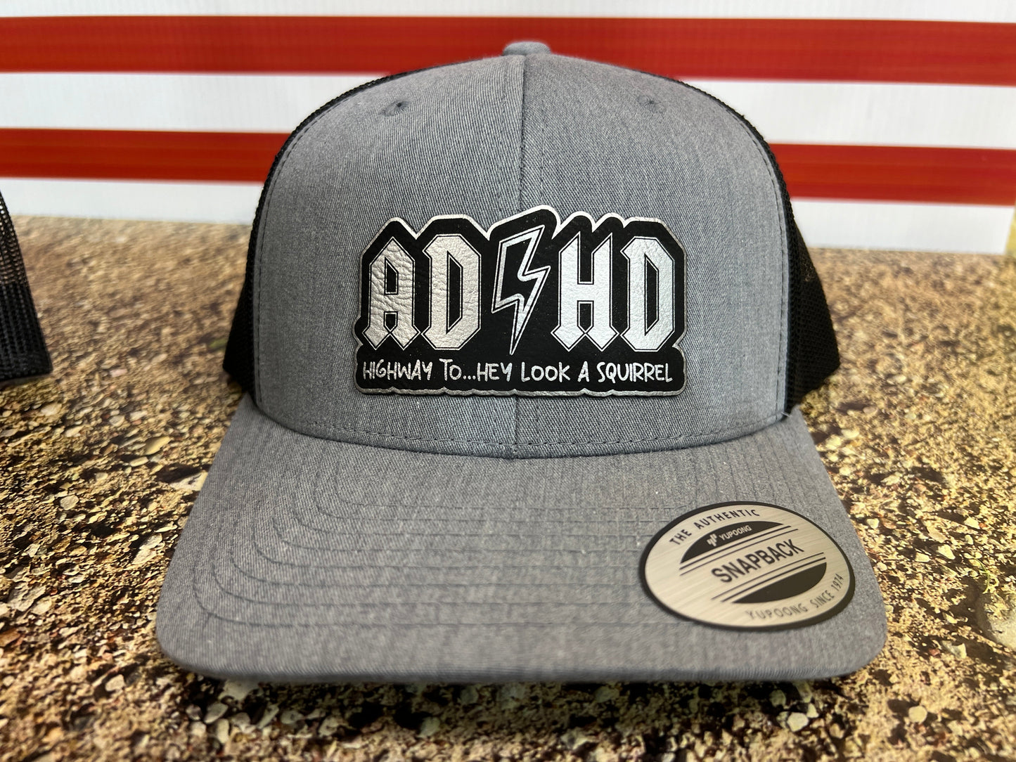 ADHD Hat with Custom Patch Made with Premium Leatherette on a Richardson 112 or Yupoong Classic Hat