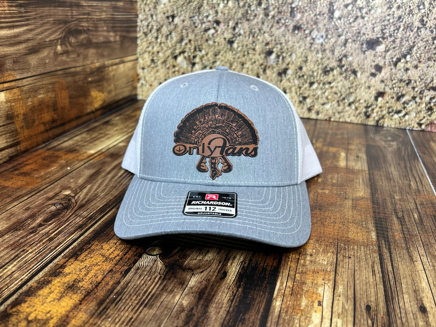 OnlyFans Leatherette Patch on a Richardson 112 Trucker Hat Turkey Hunter Baseball