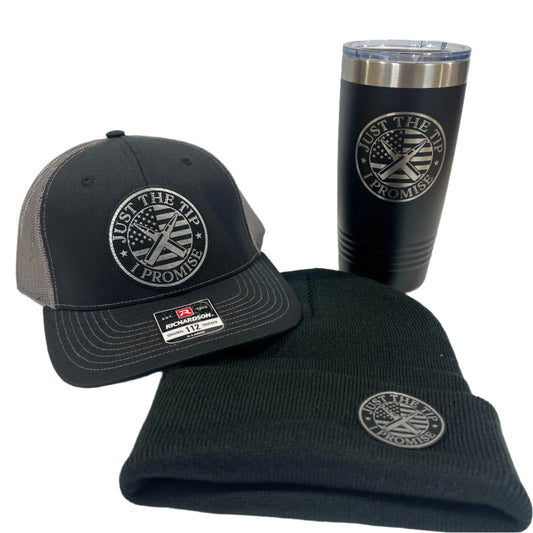 Just The Tip Patch Hat + Beanie + Tumbler Bundle - Richardson 112 Trucker Hat