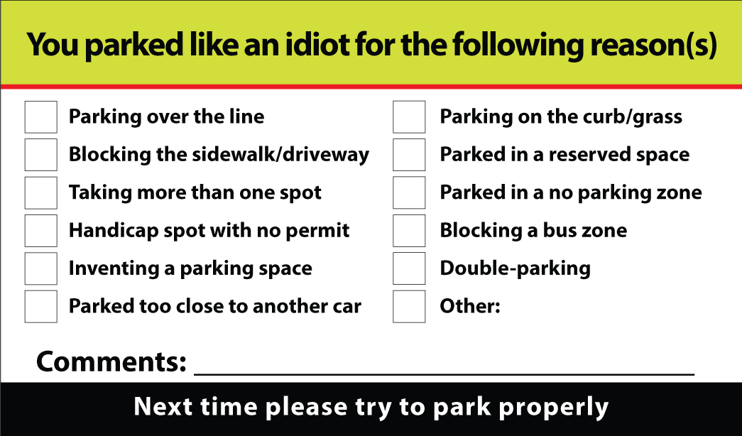 Funny You Parked Like an Idiot Cards 100 Pack of Cards