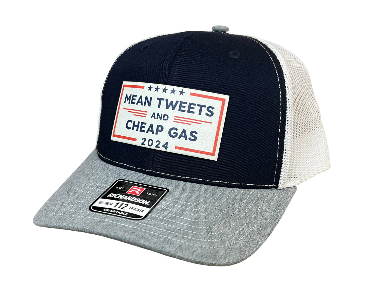 Mean Tweets Cheap Gas or Diesel Hat on Premium Leatherette Patch Richardson 112 Trucker Hat  or Yupoong Classic TruckerFunny Hat Adult Hat