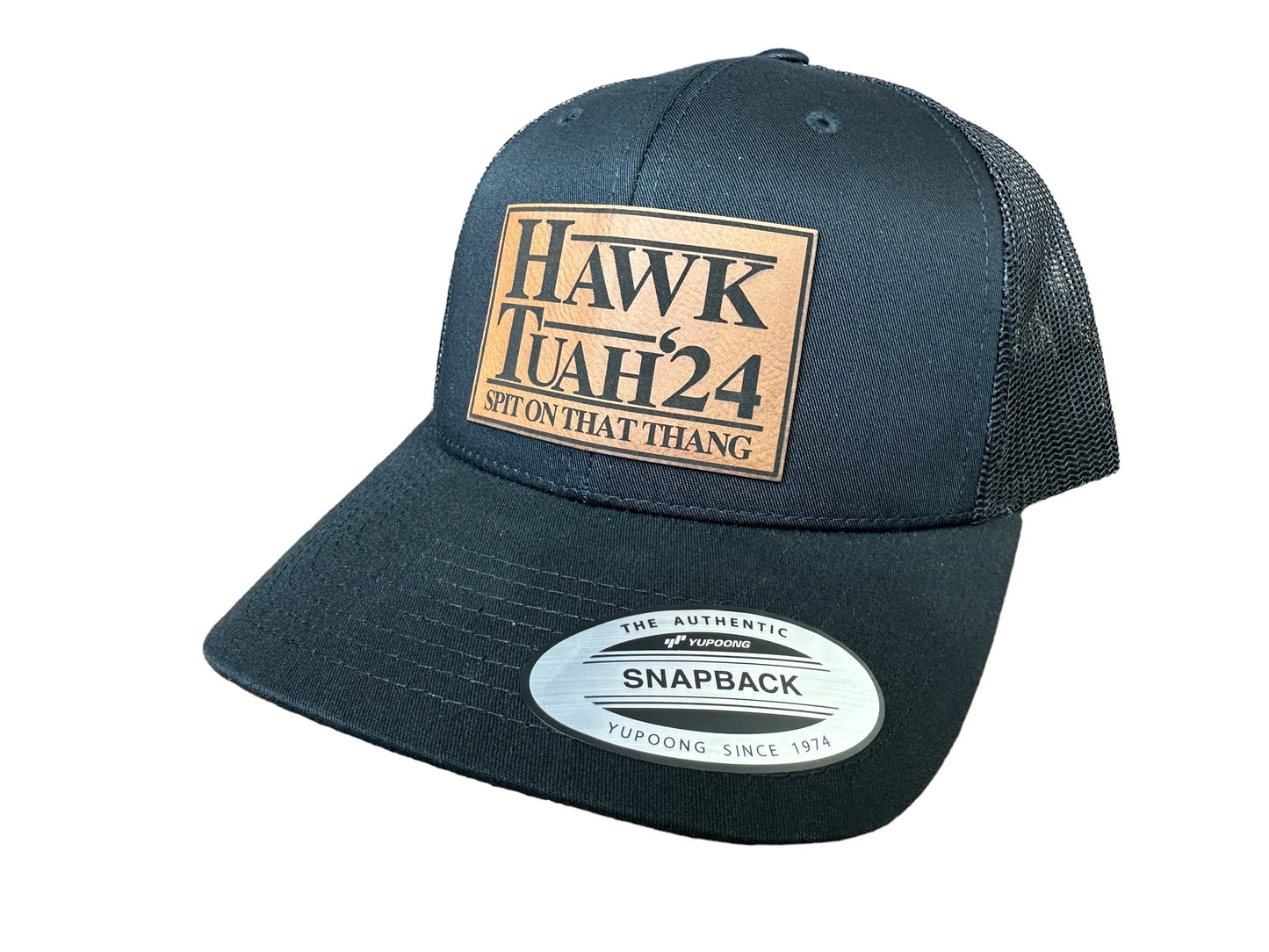 Hawk Tuah Spit on That Thang 2024 Trucker Hat Premium Leatherette Patch on Richardson 112 Trucker Hat Funny Hat GenX Hat Adult Hat Best Selling Hat