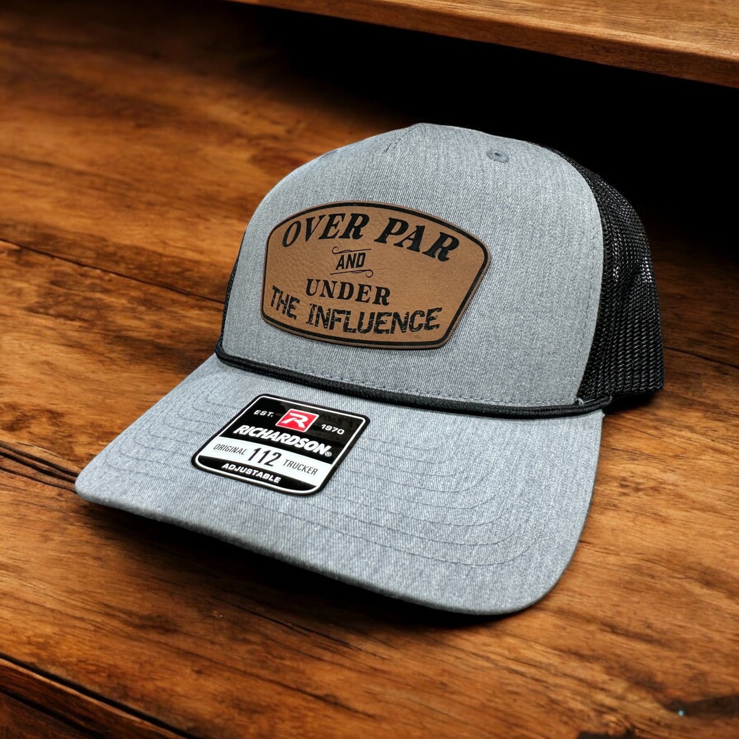 Over Par Under the Influence Golf Hat w Leatherette Patch 112 Trucker Hat Funny Hat Adult Hat