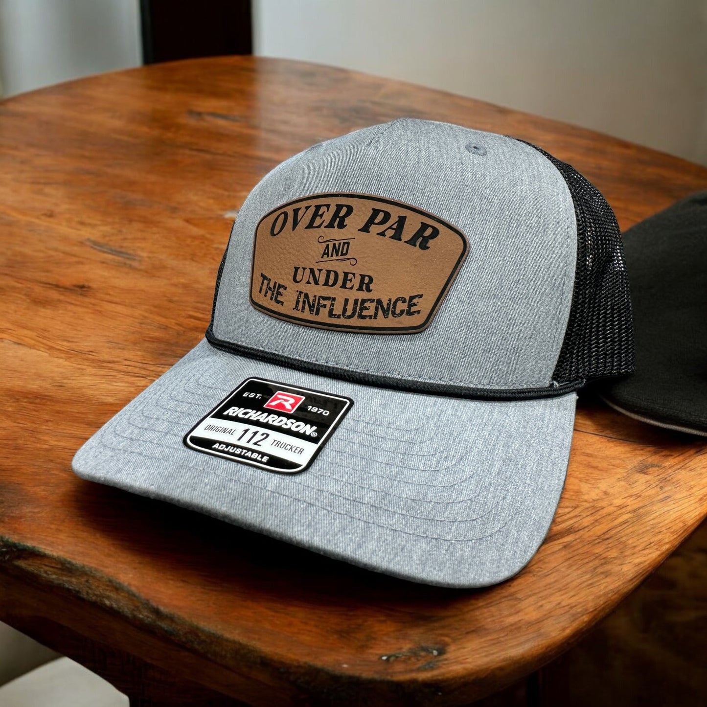 Over Par Under the Influence Golf Hat w Leatherette Patch 112 Trucker Hat Funny Hat Adult Hat