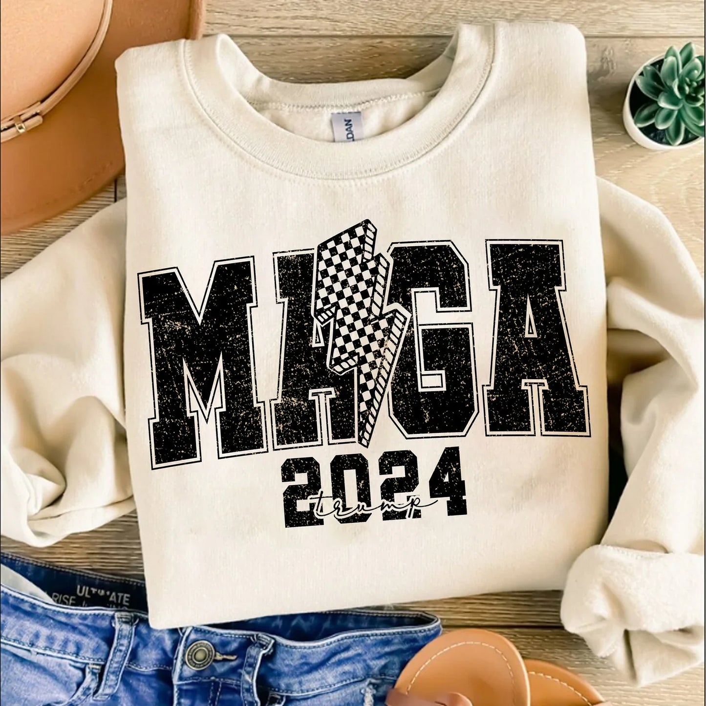 MAGA 2024 Make America Great Again Sweatshirt Softstyle Cotton/Poly blend, High Quality